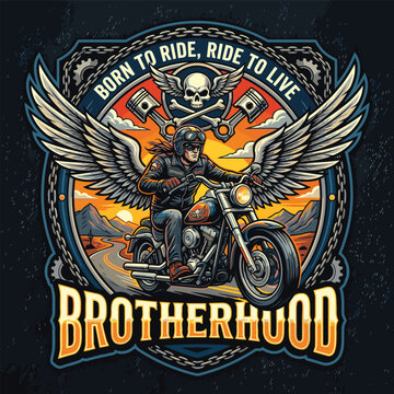vector image of a biker with wings as a motorcycle club logo