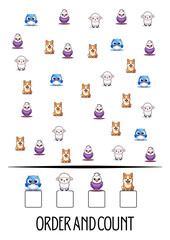 Obraz premium Order and Count: Fun Cat-Themed Math Counting Worksheet 3