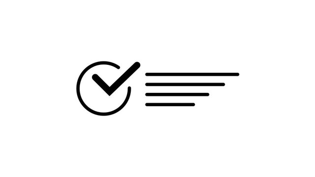 Black color checklist line icon animation. document marking, tick mark icon with 4k video animation.