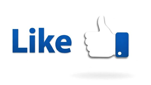 Blue thumbs up icon with like text