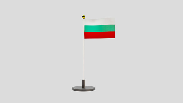 Bulgaria BG Flag on Pole 3D Render Studio Background