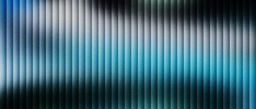 Futuristic metallic blue vertical stripes background, abstract industrial steel texture with glowing light effects. Modern chrome metal fins pattern for high-tech corporate design projects.