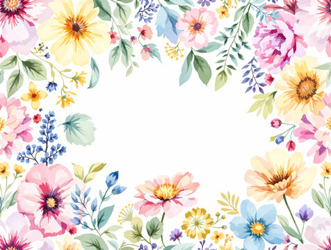 Soft Botanical Watercolor Arrangement with Fresh Seasonal Flower Charm
