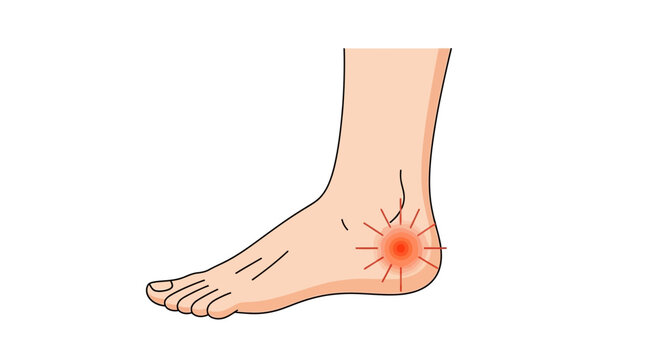 Human heel pain, inflammation, and discomfort illustration