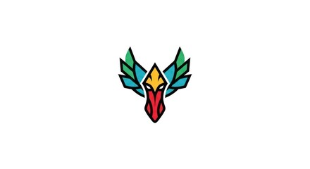 Obraz premium Geometric colorful bird head mascot logo