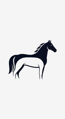 Fototapeta premium Elegant Silhouette of a Horse in Profile, Minimalist Design, Black and White