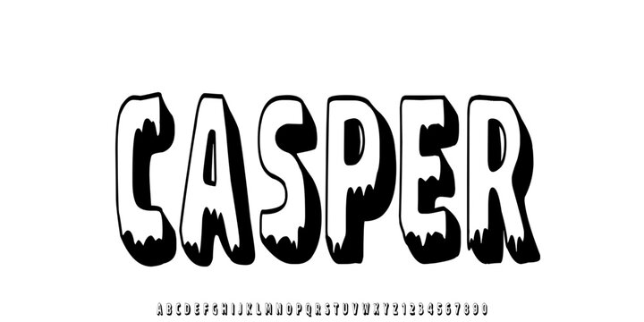 Casper alphabet font vector with distressed grainy texture for vintage street wear style and urban underground posters