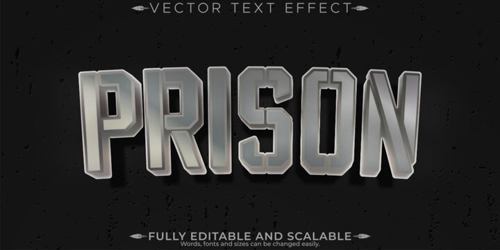 Prison editable text effect, editable metallic and jail text style