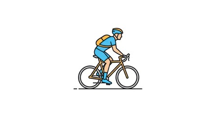 Fototapeta premium Cyclist riding a road bike with a backpack