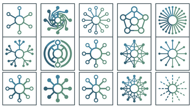 Collection of various abstract molecular and chemical structure icons
