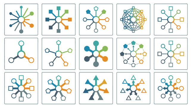 Collection of abstract molecular structures and chemical diagrams