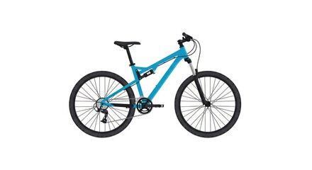 Fototapeta premium Blue full suspension mountain bike on white background