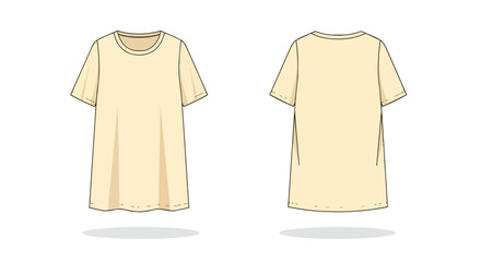 Fototapeta premium Light Yellow Oversized T-shirt Front and Back Views Blank Apparel Template Illustration