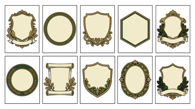 Collection of vintage ornate picture frames with intricate designs