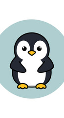 Naklejka premium Cute Cartoon Penguin Character - Adorable Antarctic Bird Illustration