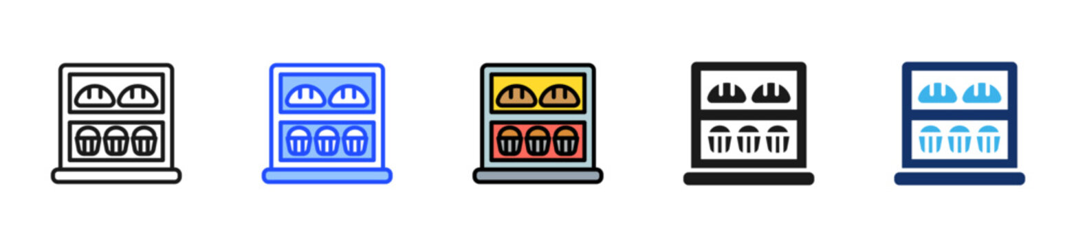 Bakery Shelf Icon Collection With Multiple Styles