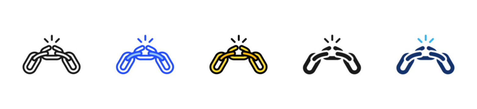 Broken Link Icon Collection With Multiple Styles