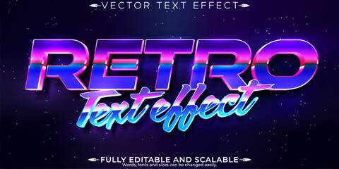 Vintage 80s text effect, editable retro future and cyber space text style © Md
