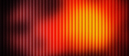 Abstract red and orange vertical lines background, vibrant glowing light texture with dark shadows. Modern geometric pattern with warm gradient colors. Cinematic stage curtain style backdrop. © VEXLO