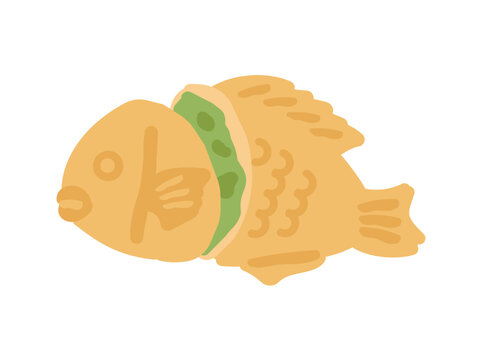 たい焼き（抹茶）　イラスト