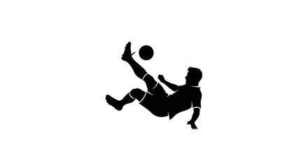 Obraz premium Silhouette of a soccer player performing a bicycle kick.