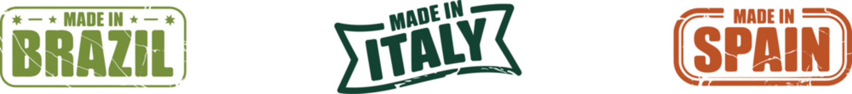 made in brazil italy spain country stamps for product labeling and origin identification