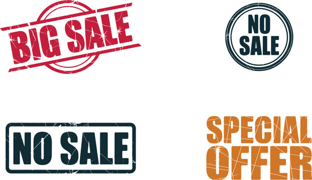 sale and no sale rubber stamp collection for marketing advertising and discount promotions