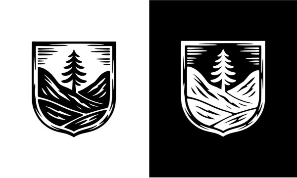 Black and white crest with st...