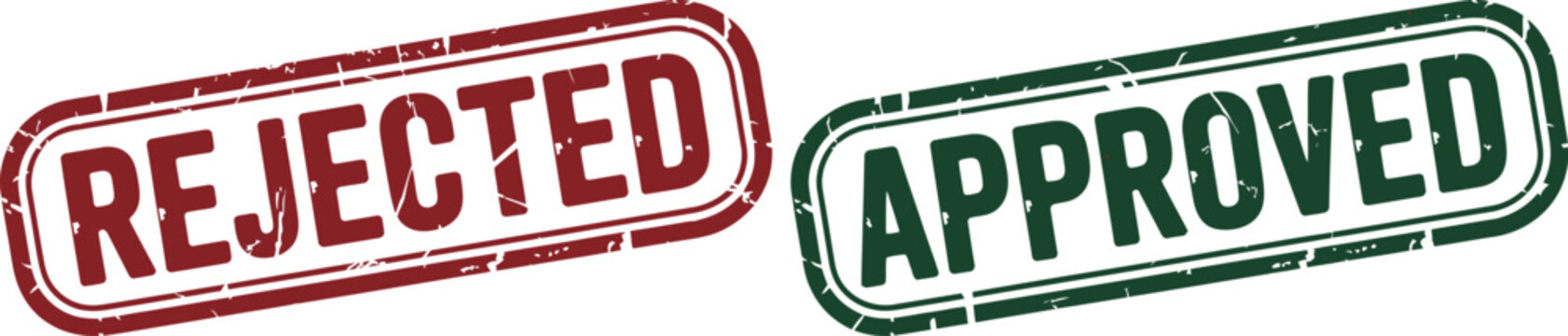 rejected approved rubber stamp set for office workflow and decision making concepts
