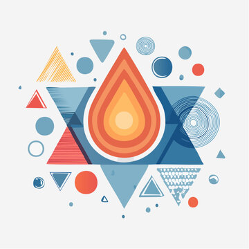 Abstract Geometric Design with Fire and Water Elements