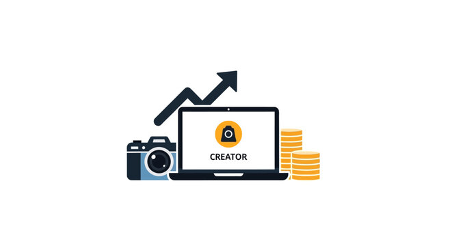 Laptop with CREATOR logo on screen.