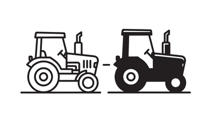 Obraz premium Tractor Vector Icon Set of Two Side-by-Side Vehicles for Farm Machinery, Agriculture Service, Repair, and Outdoor Farming Concepts