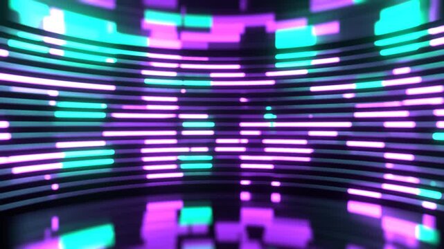 Turquoise and Purple Round Studio with a Huge Horizontal Abstract Hologram Background VJ Loop in 4K