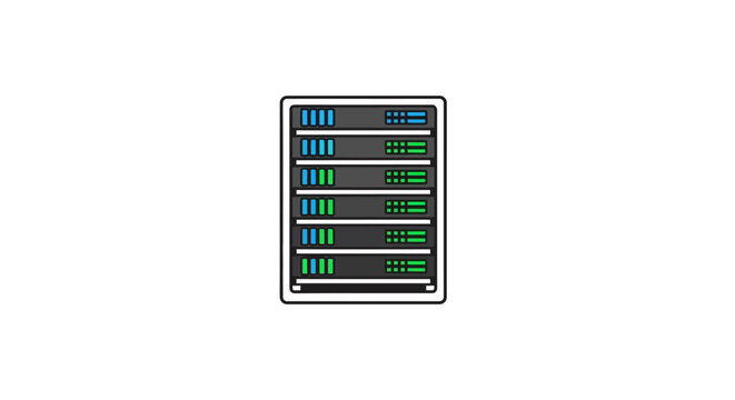Server hardware storage system rack.