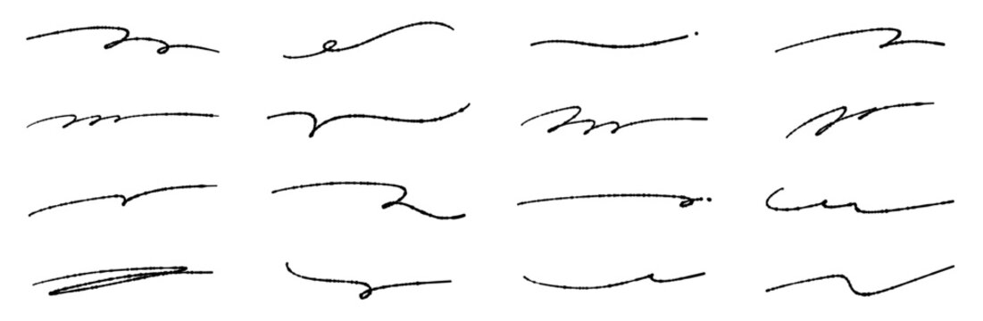 手書きのおしゃれなアンダーラインセット Webデザインやバナーの文字強調に使える黒い飾り罫線