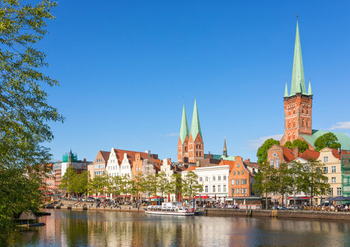 L&uuml;beck cityscape with Untertrave river