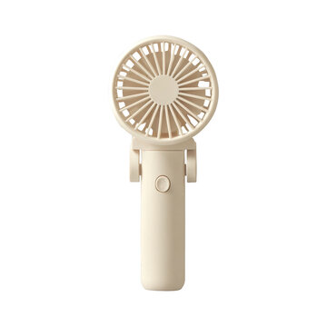portable handheld mini fan, beige color, personal cooling device, small electric fan isolated PNG with Transparent Background