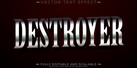 Destroyer text effect, editable metallic and shiny text style © Md