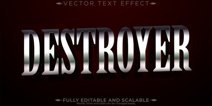 Destroyer text effect, editable metallic and shiny text style