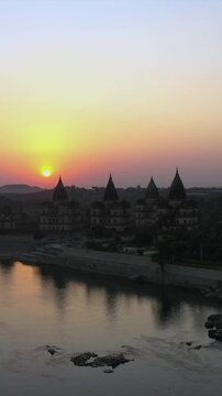 Vertical Aerial View of Royal Chhatris Orchha India