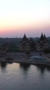 Vertical Aerial View of Royal Chhatris Orchha India
