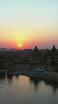 Vertical Aerial View of Royal Chhatris Orchha India