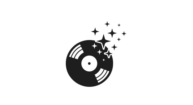 Vinyl Record with Sparkling Stars.