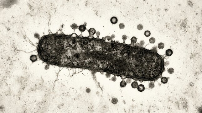 TEM of gram negative bacterium with outer membrane vesicles budding