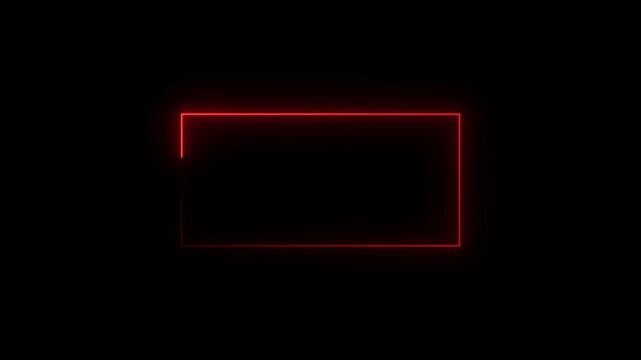 live streaming neon text frame animation. Neon glowing blue color square rectangle picture frame icon animation border frame shape rotating display screen. on a black background
