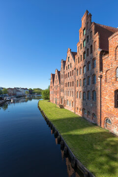 Historic warehouses at Untertrave river, L&uuml;beck