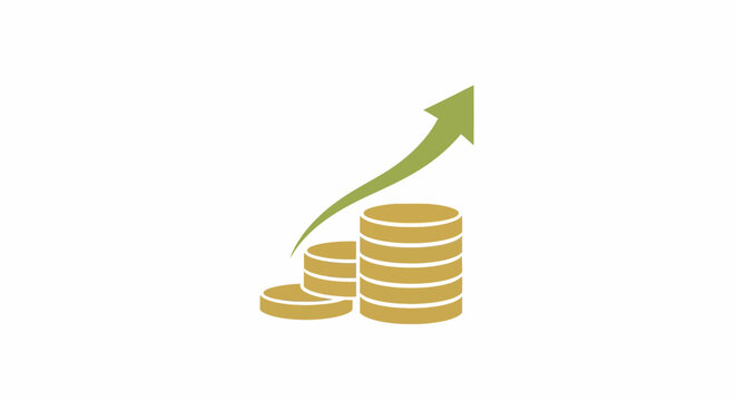 Coins Stack with Green Arrow.