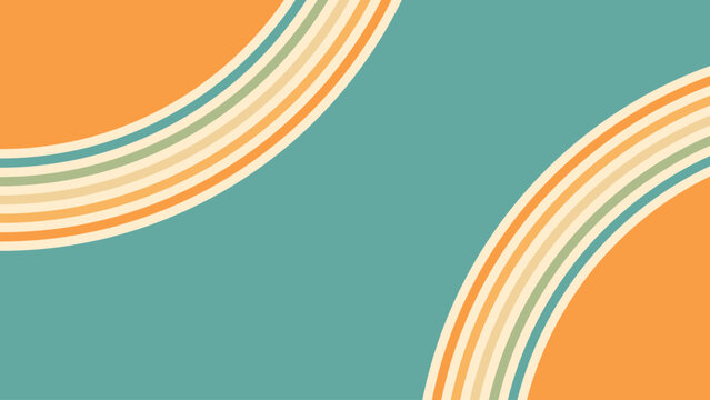 Abstract background of rainbow groovy Wavy Line design in 1970s Hippie Retro style. Vector pattern ready to use for cloth, textile, wrap and other.