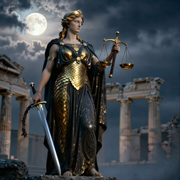 Nemesis, the Greek goddess of divine retribution,