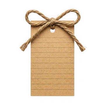 Vintage craft paper tag for eco packaging and label concept isolated on transparent background